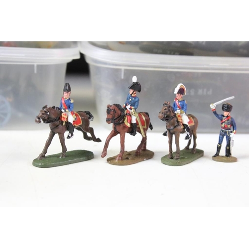 303 - Collection of military metal figures and accessories to include, circa Napoleonic Wars, painted, exc... 