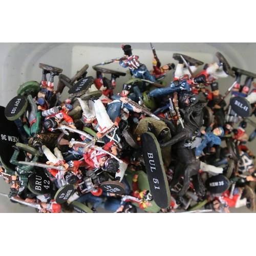 303 - Collection of military metal figures and accessories to include, circa Napoleonic Wars, painted, exc... 