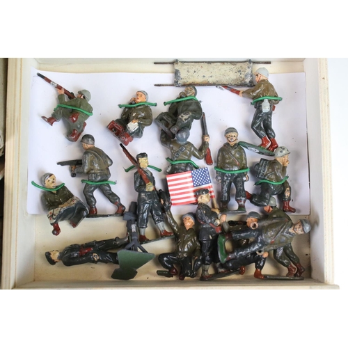 327 - Around 190 military metal figures to include Britains & Timpo Toys, featuring 2 x boxed Britains fig... 