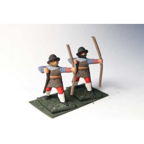 329 - Collection of painted & unpainted miniature metal military figures contained within tool box, painte... 