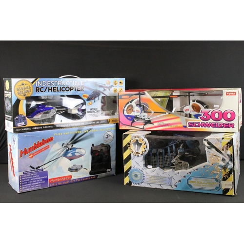 Radio Control Three boxed R C helicopters to include Syma 300 Schweizer Global Gizmos Indestructi