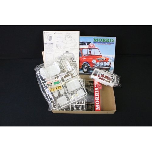 351 - Seven Boxed Tamiya plastic model kids to include , 24039 1:24 Morris Mini Cooper 1275S Mk1, 2448 1:2... 