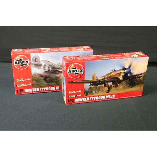 355 - 18 Boxed 1:72 scale Airfix plastic model kits, featuring A02021 Vought Kingfisher, A02341 Sherman Fi... 