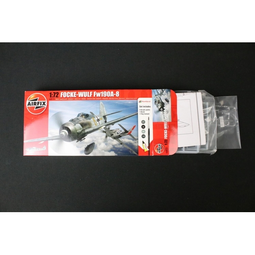 355 - 18 Boxed 1:72 scale Airfix plastic model kits, featuring A02021 Vought Kingfisher, A02341 Sherman Fi... 