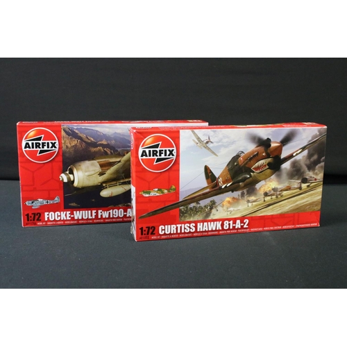 355 - 18 Boxed 1:72 scale Airfix plastic model kits, featuring A02021 Vought Kingfisher, A02341 Sherman Fi... 