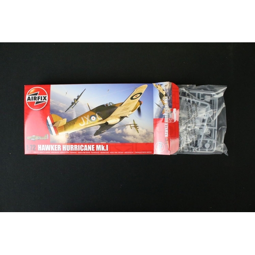 355 - 18 Boxed 1:72 scale Airfix plastic model kits, featuring A02021 Vought Kingfisher, A02341 Sherman Fi... 