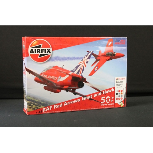 356 - 15 Boxed 1:48 scale Airfix plastic model kit military aircraft to include A50159 RAF Red Arrows Gnat... 