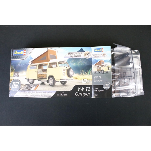 367 - Five Boxed Revell plastic model kits to include 4 x VW Camper Vans together with a 07047 1:24 Land R... 