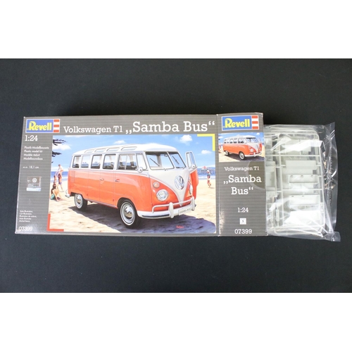 367 - Five Boxed Revell plastic model kits to include 4 x VW Camper Vans together with a 07047 1:24 Land R... 