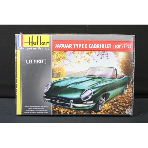 371 - Three boxed sealed plastic model kits to include MPC827/12 1:8 scale Honda 750 Four, Heller 1:24 Jag... 