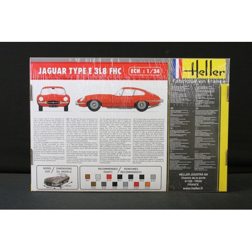 371 - Three boxed sealed plastic model kits to include MPC827/12 1:8 scale Honda 750 Four, Heller 1:24 Jag... 