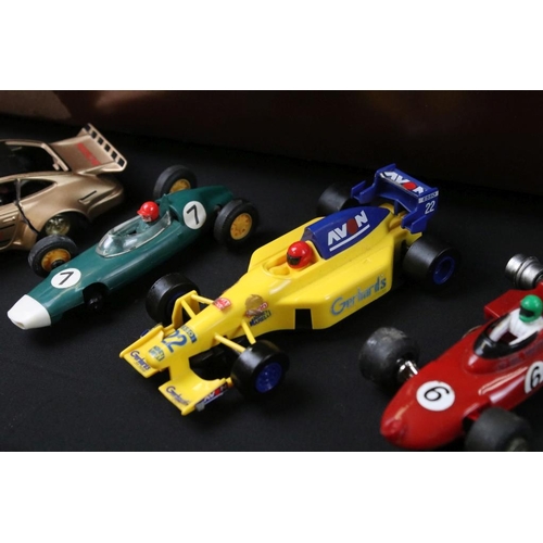 254 - Quantity of Scalextric slot car accessories to include boxed Triang C86 Porsche, boxed C82 Lotus and... 