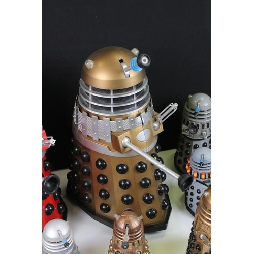 255 - 13 Product Enterprise Doctor Who plastic dalek models, various colours and sizes, all variants