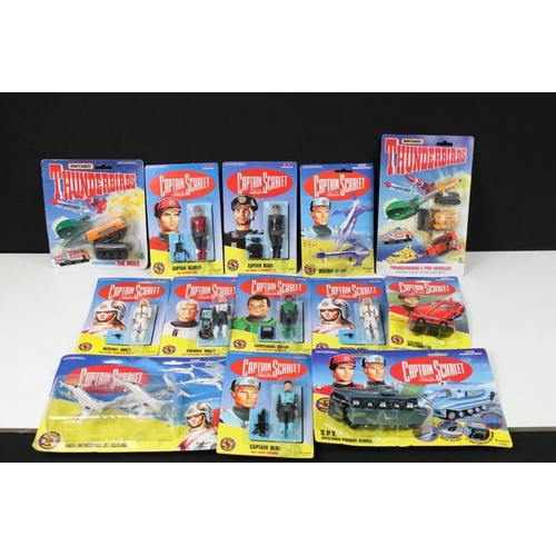 257 - 11 Carded Vivid Imaginations Captain Scarlet figures and vehicles plus 2 x carded Matchbox Thunderbi... 