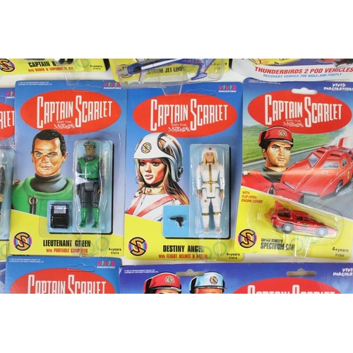 257 - 11 Carded Vivid Imaginations Captain Scarlet figures and vehicles plus 2 x carded Matchbox Thunderbi... 