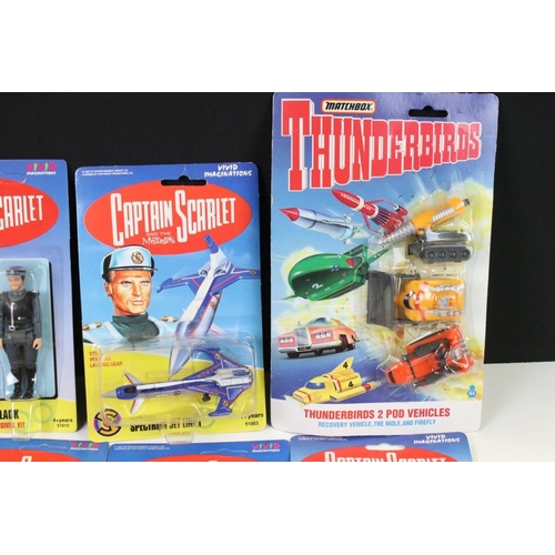 257 - 11 Carded Vivid Imaginations Captain Scarlet figures and vehicles plus 2 x carded Matchbox Thunderbi... 