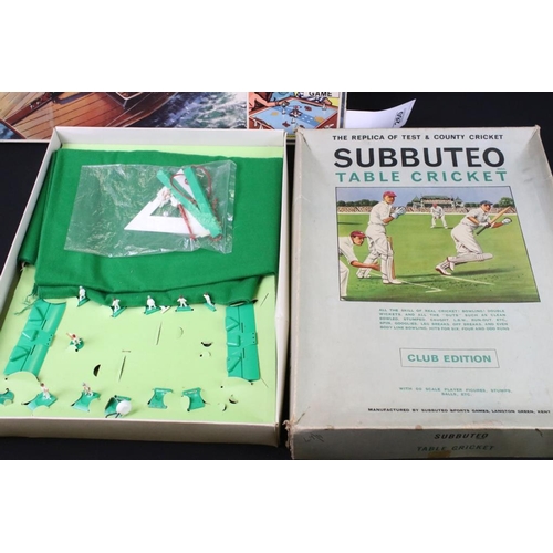 260 - Four boxed table top games to include Lotts Toys Space Race, Triang Helmsman, Subbuteo Cricket Club ... 