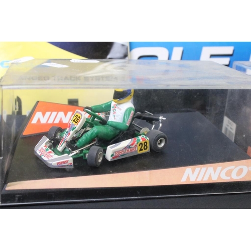 347 - Three cased slot cars to include 2 x Ninco (50420 Kart 