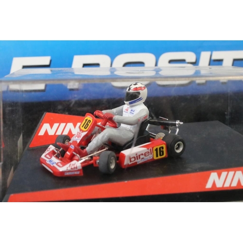 347 - Three cased slot cars to include 2 x Ninco (50420 Kart 