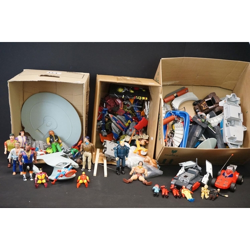 1502 - Large quantity of circa 1970-1990s action figures, vehicles and accessories to include A Team, Karat... 