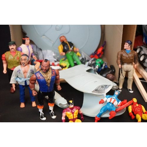 1502 - Large quantity of circa 1970-1990s action figures, vehicles and accessories to include A Team, Karat... 