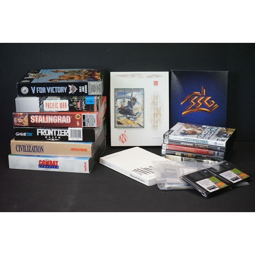 1504 - Gaming - 11 Boxed PC games to include Stalingrad, Frontier Elite II, Overlord, SSG, Civilization etc