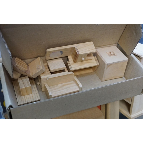 435 - Quantity of contemporary wooden dolls house furniture plus plastic American dolls house furniture an... 