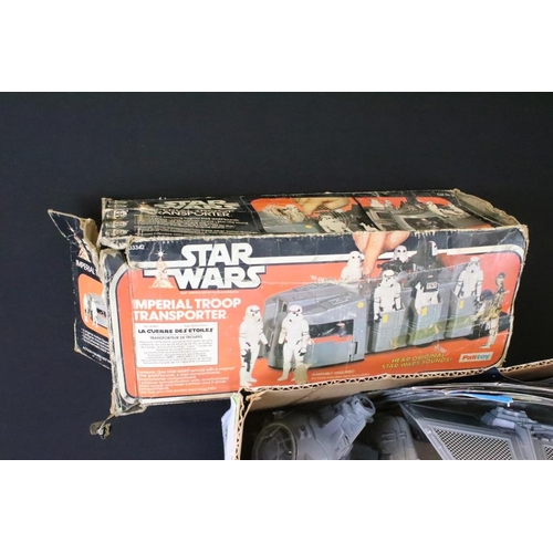 1542 - Star Wars - Nine Original Star Wars vehicles to include Imperial Troop Transporter (boxed - tatty bo... 