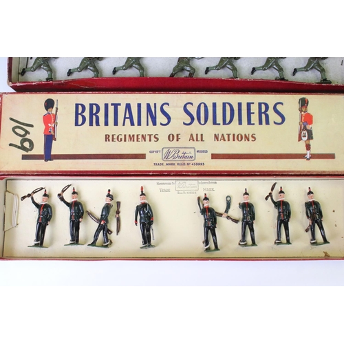 316 - Four boxed Britains ' Regiments Of All Nations ' metal figure sets to include No. 1613 British Infan... 