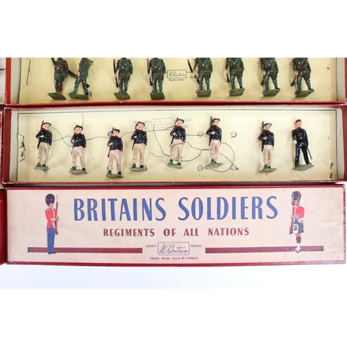 316 - Four boxed Britains ' Regiments Of All Nations ' metal figure sets to include No. 1613 British Infan... 