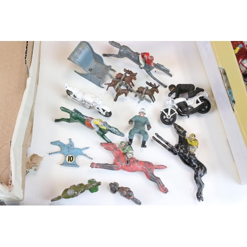 323 - Around 95 play worn metal figures, mostly mid 20th C, to include Britains, Timpo Toys & Chad Valley ... 