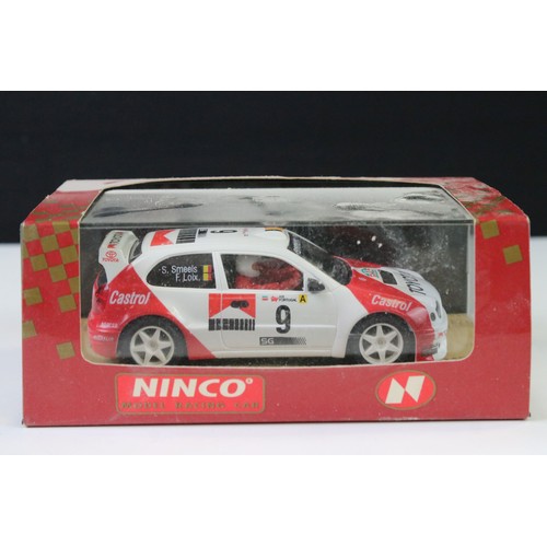 294 - Nine cased / boxed Ninco slot cars to include, 50101 Renault Clio 16V, 50102 Renault Clio 16V, 50104... 