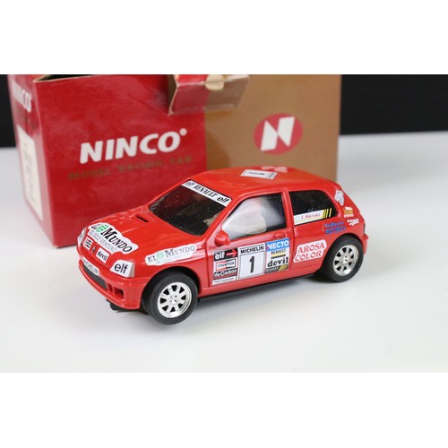 294 - Nine cased / boxed Ninco slot cars to include, 50101 Renault Clio 16V, 50102 Renault Clio 16V, 50104... 