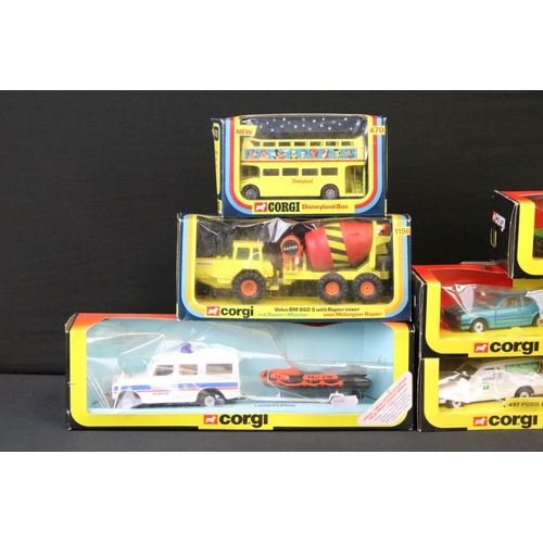 1222 - 15 Boxed Corgi diecast models to include 329 Opel Senator, 338 Rover 3500, 321 Porsche 924, 1156 Vol... 