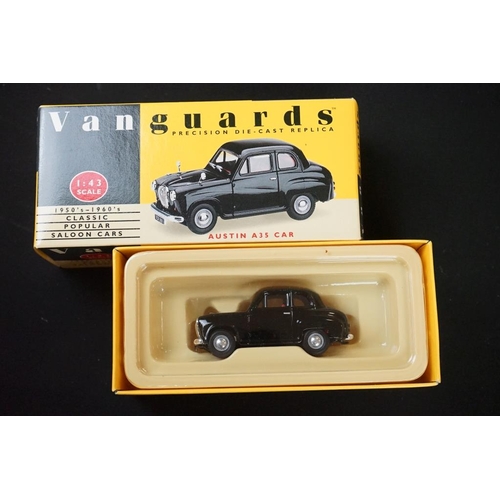 1165A - Ten boxed Vanguards 1:43 scale diecast models to include VA 07202 45th Anniversary ltd edn, VA02108,... 