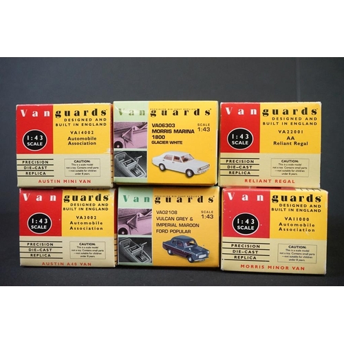 1165A - Ten boxed Vanguards 1:43 scale diecast models to include VA 07202 45th Anniversary ltd edn, VA02108,... 