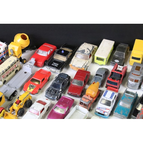 1264A - Around 65 mid 20th C onwards play worn diecast models to include Triang Spot-On, Matchbox, Lone Star... 