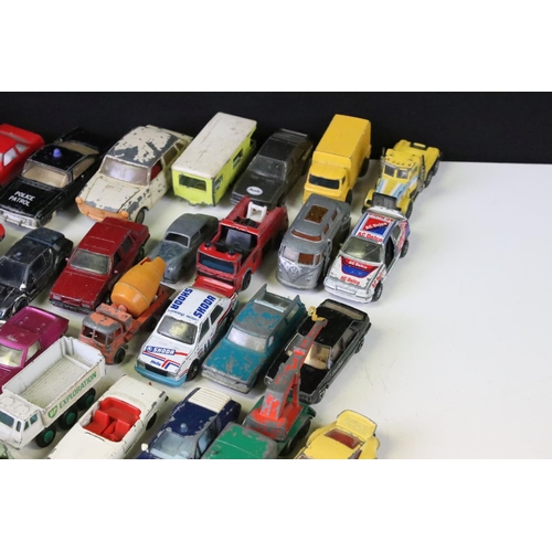 1264A - Around 65 mid 20th C onwards play worn diecast models to include Triang Spot-On, Matchbox, Lone Star... 