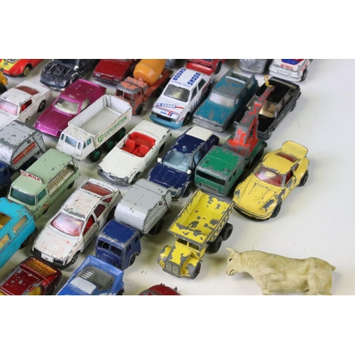 1264A - Around 65 mid 20th C onwards play worn diecast models to include Triang Spot-On, Matchbox, Lone Star... 