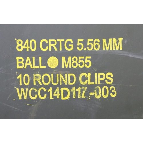A British military 5.56mm Ball M855 10 Round Clip ammunition box
