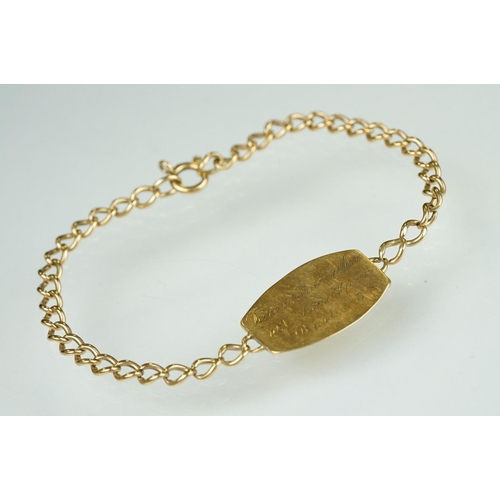 103 - 9ct yellow gold curb link WWII identity anklet: Teresa Macmillan, 10 Victoria Square, Bristol 8