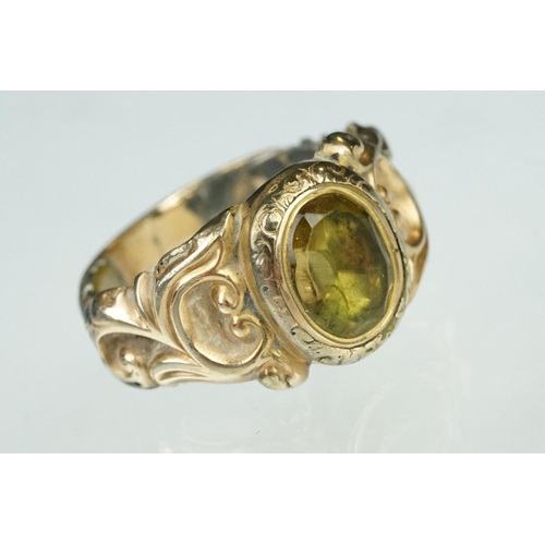 151 - 9ct gold hallmarked signet ring having a square head (hallmarked London 1968, size Q), a ring mount ... 