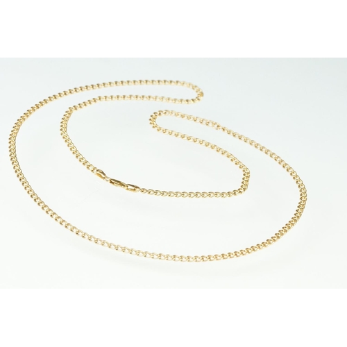 169 - 9ct yellow gold flat curb link necklace, lobster clasp, length approx 62cm