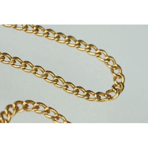 169 - 9ct yellow gold flat curb link necklace, lobster clasp, length approx 62cm