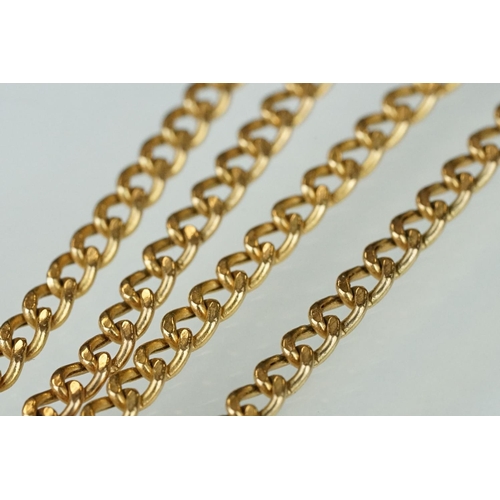 169 - 9ct yellow gold flat curb link necklace, lobster clasp, length approx 62cm