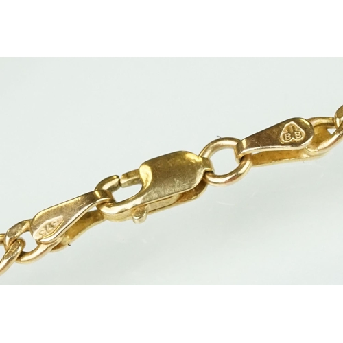 169 - 9ct yellow gold flat curb link necklace, lobster clasp, length approx 62cm