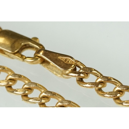 169 - 9ct yellow gold flat curb link necklace, lobster clasp, length approx 62cm