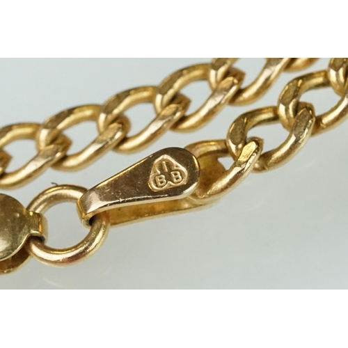 169 - 9ct yellow gold flat curb link necklace, lobster clasp, length approx 62cm