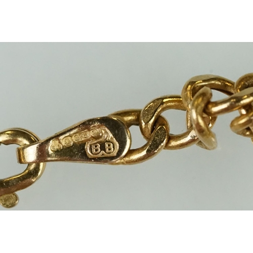 169 - 9ct yellow gold flat curb link necklace, lobster clasp, length approx 62cm