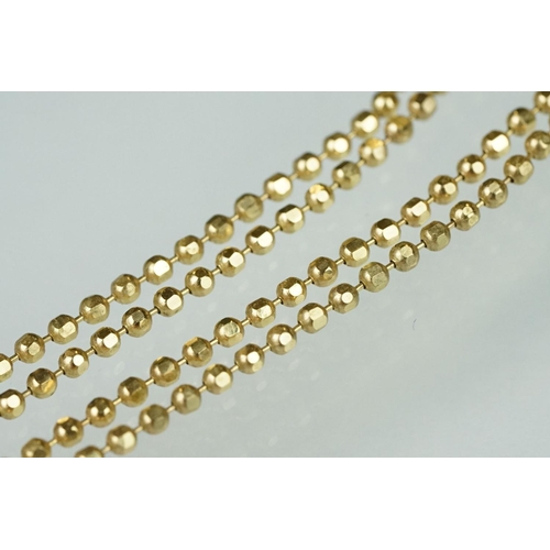 170 - 9ct gold fine faceted bead link necklace, bolt ring clasp, length approx 41cm